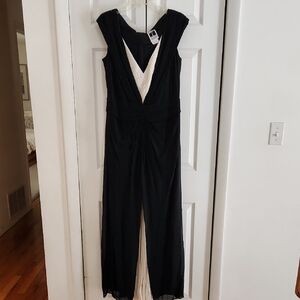 TADASHI Elegant Black and White Evening Gown